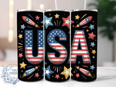 USA 4th of July 20oz Tumbler, Patriotic America Art, Sublimation Tumbler Wrap, 20oz Tumbler, Independence Day Theme, American Flag Gift, Red White Blue Aesthetic Sublimation ToriDesigns 