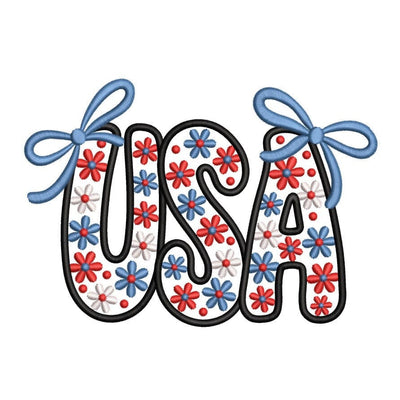 USA America Flowers Coquette Bow 4th July Embroidery Design Patriotic Machine Embroidery File, 4 sizes, Instant Download Embroidery/Applique DESIGNS Nino Nadaraia 