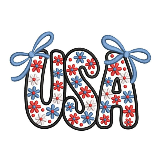 USA America Flowers Coquette Bow 4th July Embroidery Design Patriotic Machine Embroidery File, 4 sizes, Instant Download Embroidery/Applique DESIGNS Nino Nadaraia 
