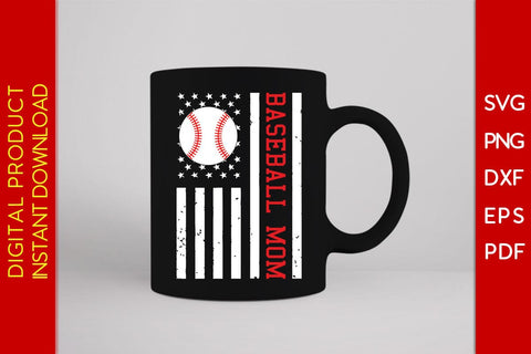 USA American Flag Baseball Mom SVG PNG PDF Cut File SVG Creativedesigntee 