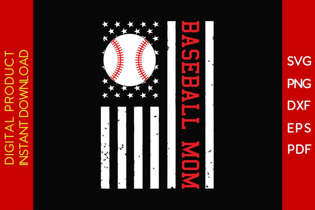 USA American Flag Baseball Mom SVG PNG PDF Cut File SVG Creativedesigntee 