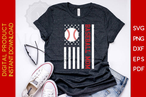USA American Flag Baseball Mom SVG PNG PDF Cut File SVG Creativedesigntee 