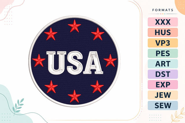 USA Badge Embroidery Design - Patriotic USA Patch Embroidery/Applique DESIGNS sg embroidery 
