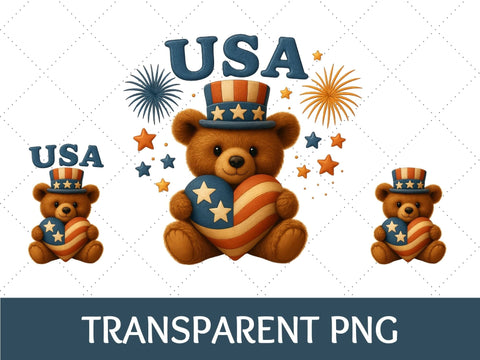 USA Bear PNG | Patriotic Bear SVG Paige Cole Studio 