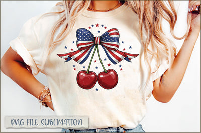 USA Cherry Coquette Bow PNG Sublimation Shetara Begum 