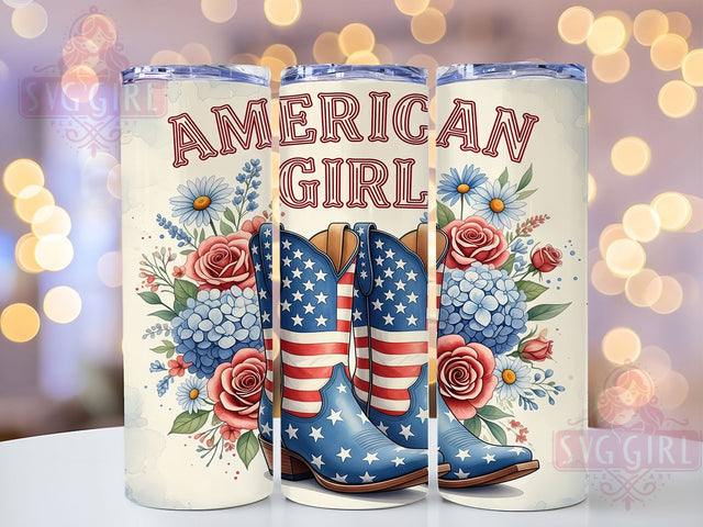 USA Cowgirl Boots Patriotic Tumbler, Patriotic Tumbler Design, Fourth July Boots, American Flag Gift, Country Girl Patriotic, Independence Day Wrap, Western Patriotic Gift, USA Cowgirl Design Sublimation SvggirlplusArt 