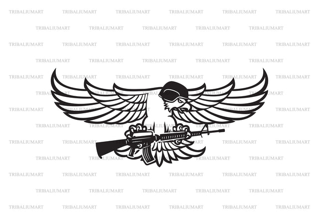USA Eagle with Helmet and Rifle SVG TribaliumArtSF 