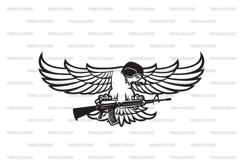 USA Eagle with Helmet and Rifle SVG TribaliumArtSF 