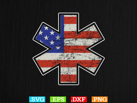 Usa EMT VECTOR Files, EMS Paramedic Svg, EMT Svg, Medical Color Outlined Symbol Svg SVG Creativeart88 