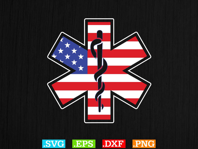 Usa EMT VECTOR Files, EMS Paramedic Svg, EMT Svg, Medical Color Outlined Symbol Svg SVG Creativeart88 