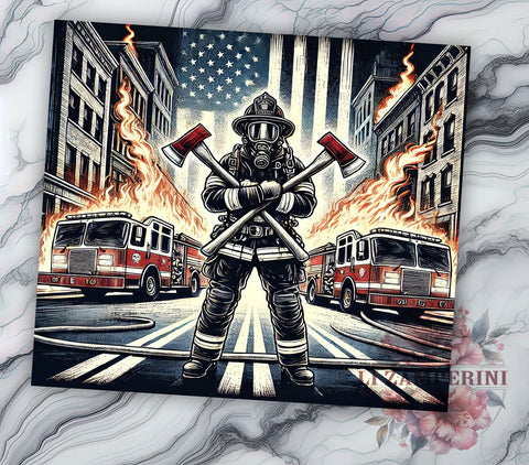 USA Firefighter 20oz Tumbler, USA Firefighter Design, 20oz Tumbler Wrap, First Responder Gift, Fire Department Decor, Patriotic Drinkware, Custom Tumbler Sublimation Li Zamperini 