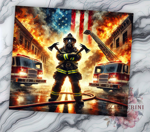 USA Firefighter 20oz Tumbler, USA Firefighter Design, 20oz Tumbler Wrap, First Responder Gift, Fire Department Decor, Patriotic Drinkware, Custom Tumbler Sublimation Li Zamperini 