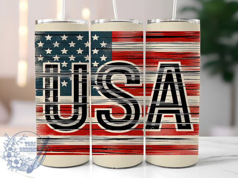 USA Flag 20oz Skinny Tumbler, 4th of July Tumbler Png, Straight & Tapered Tumbler Wrap, Instant Digital Download Sublimation ToriDesigns 