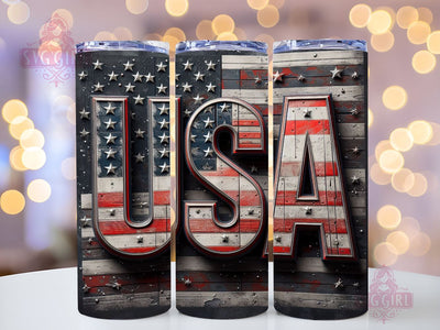 USA Flag 20oz Tumbler Wrap Sublimation Design, Straight Tapered Tumbler Wrap, Western America Tumbler Png, Instant Digital Download Sublimation SvggirlplusArt 