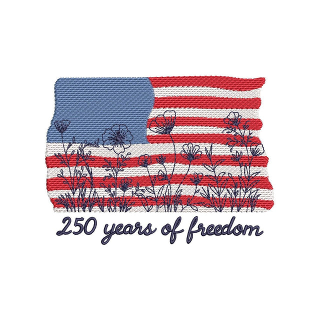 USA Flag 250 Years of Freedom Floral Patriotic Machine Embroidery Design, 4 sizes, Instant Download Embroidery/Applique DESIGNS Nino Nadaraia 
