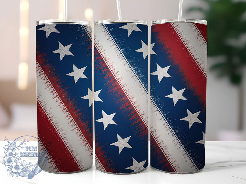 USA Flag 4th of July Tumbler Wrap, American Flag Stars, Fourth July Design, Patriotic Pattern, Sublimation Template, 20oz Tumbler Wrap, USA Theme Design Sublimation ToriDesigns 