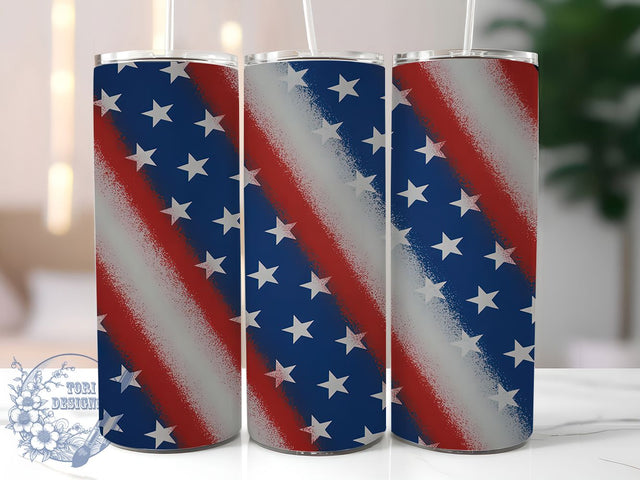 USA Flag 4th of July Tumbler Wrap, American Flag Stars, Fourth July Design, Patriotic Pattern, Sublimation Template, 20oz Tumbler Wrap, USA Theme Design Sublimation ToriDesigns 