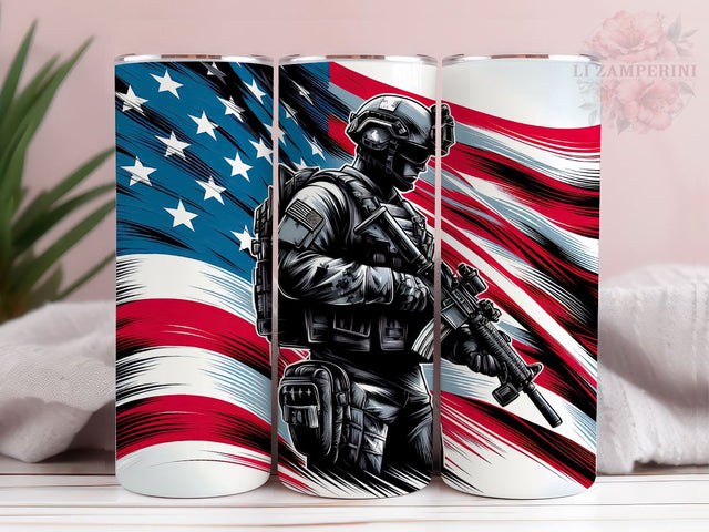 USA Flag American Soldier 20oz Tumbler Wrap PNG, Military Tumbler Png, Straight & Tapered Tumbler Wrap, Instant Digital Download Sublimation Li Zamperini 