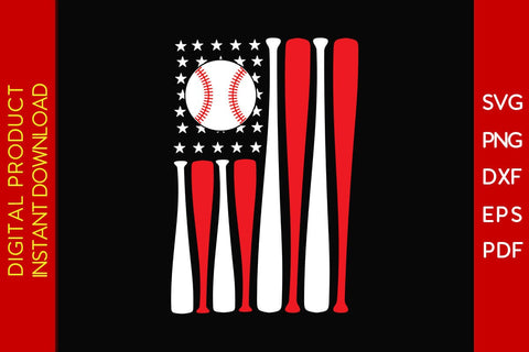 USA Flag Baseball Bat SVG PNG PDF Cut File SVG Creativedesigntee 