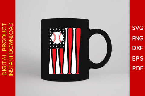 USA Flag Baseball Bat SVG PNG PDF Cut File SVG Creativedesigntee 