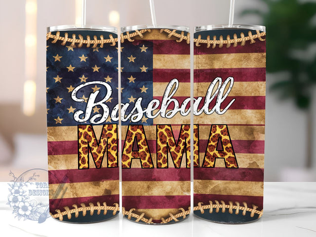 USA Flag Baseball Mama 20oz Skinny Tumbler, Baseball Mom Tumbler Png, Straight & Tapered Tumbler Wrap, Instant Digital Download Sublimation ToriDesigns 