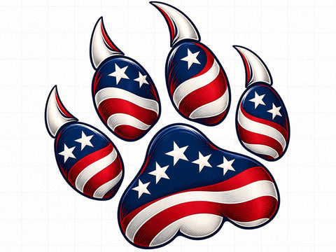 USA Flag Bear Paw Print PNG SVG artprintfile 