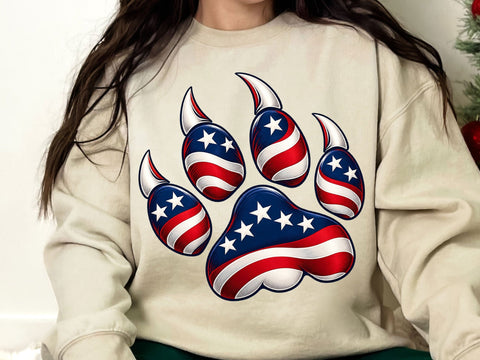 USA Flag Bear Paw Print PNG SVG artprintfile 