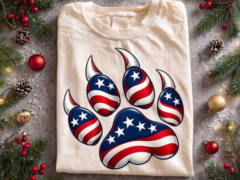 USA Flag Bear Paw Print PNG SVG artprintfile 
