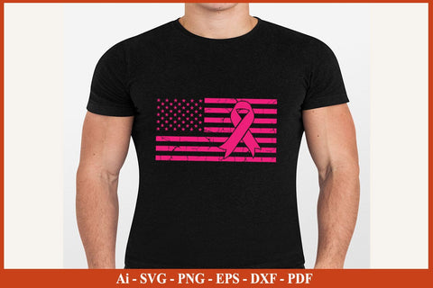 USA Flag Breast Cancer Awareness SVG PNG Craft File SVG SVG Print File 
