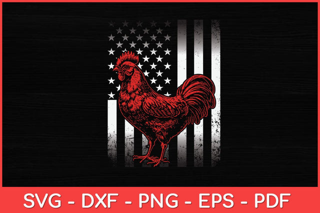USA Flag Chicken Farmer Cook Chicken Rooster Svg Design SVG artprintfile 