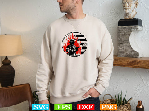 Usa Flag Firefither T-shirt Design Bundle SVG Creativeart88 