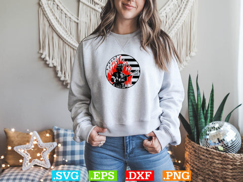 Usa Flag Firefither T-shirt Design SVG Creativeart88 