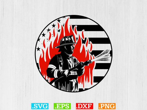 Usa Flag Firefither T-shirt Design SVG Creativeart88 