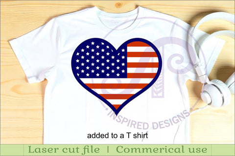 USA flag heart wall sign 3 layer laser cut SVG APInspireddesigns 