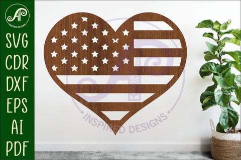USA flag heart wall sign, SVG file. SVG APInspireddesigns 