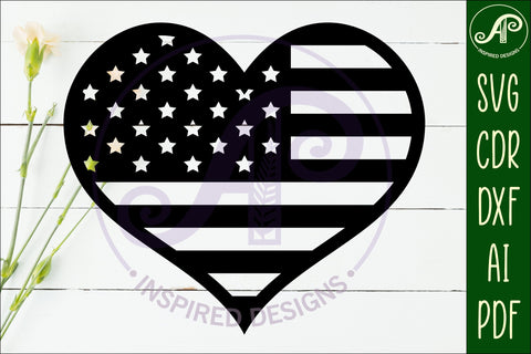 USA flag heart wall sign, SVG file. SVG APInspireddesigns 