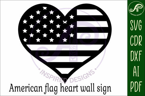 USA flag heart wall sign, SVG file. SVG APInspireddesigns 