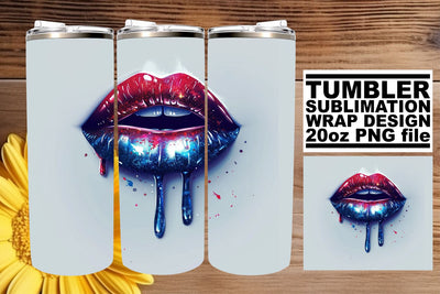 USA Flag Kiss: 3D Lips Tumbler Design Sublimation afrosvg 