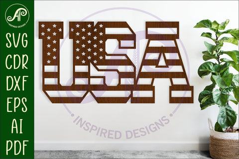 USA flag letter wall sign design laser cut SVG APInspireddesigns 