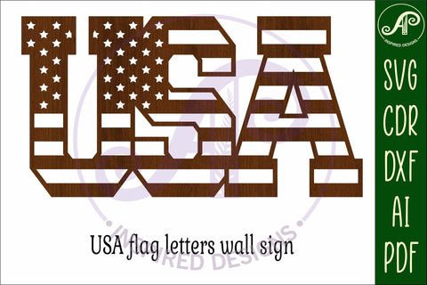 USA flag letter wall sign design laser cut SVG APInspireddesigns 