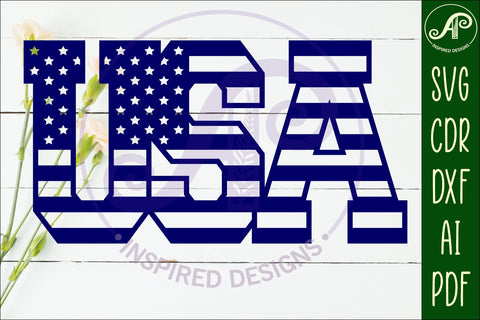 USA flag letter wall sign design laser cut SVG APInspireddesigns 