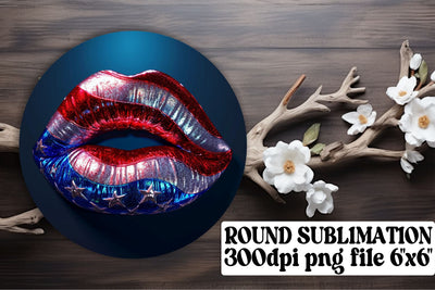 USA Flag Lips Keychain & Coaster Sublimation afrosvg 