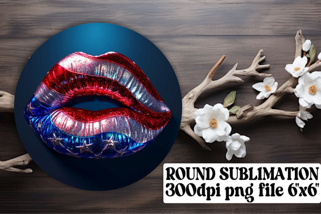 USA Flag Lips Keychain & Coaster Sublimation afrosvg 