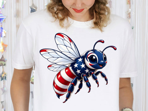 USA Flag Patriotic Bee PNG SVG artprintfile 