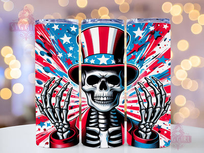 USA Flag Skeleton 20oz Tumbler Wrap Sublimation Design, Straight Tapered Tumbler Wrap, 4th of July Tumbler Png, Instant Digital Download Sublimation SvggirlplusArt 