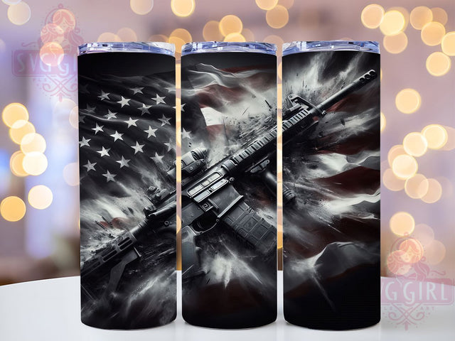 USA Flag Tactical Patriotic Rifle Tumbler Wrap, American Flag Gun Design, 2nd Amendment Tumbler, 20oz Rifle Tumbler, USA Flag Sublimation, Tactical Tumbler PNG, Freedom Gun Art Sublimation SvggirlplusArt 