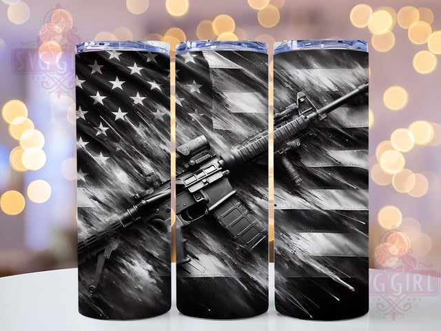 USA Flag Tactical Patriotic Rifle Tumbler Wrap, American Flag Gun Design, 2nd Amendment Tumbler, 20oz Rifle Tumbler, USA Flag Sublimation, Tactical Tumbler PNG, Freedom Gun Art Sublimation SvggirlplusArt 