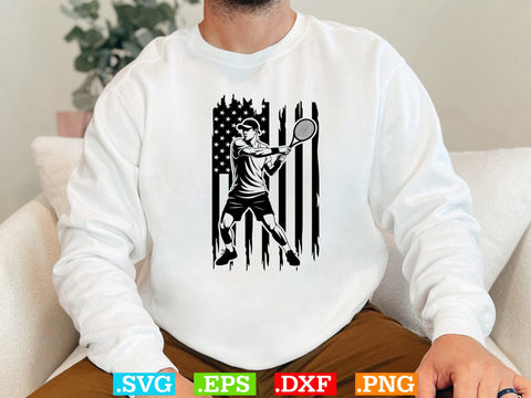 USA Flag Tennis T-shirt Design , Tennis Lover SVG, Sports SVG, Tennis Family Svg SVG Creativeart88 