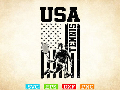 USA Flag Tennis T-shirt Design , Tennis Lover SVG, Sports SVG, Tennis Family Svg SVG Creativeart88 
