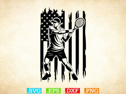 USA Flag Tennis T-shirt Design , Tennis Lover SVG, Sports SVG, Tennis Family Svg SVG Creativeart88 
